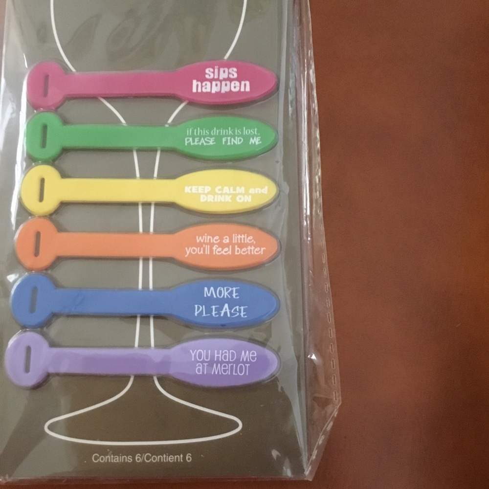 Wine Glass Markers Stem Glass Drink Tag Funny Humor Pier 1 Imports Unopened NWT